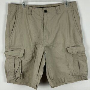 Chaps Cargo Shorts Size 34 Beige Inseam 9in Rise 13in Flat Front Cotton